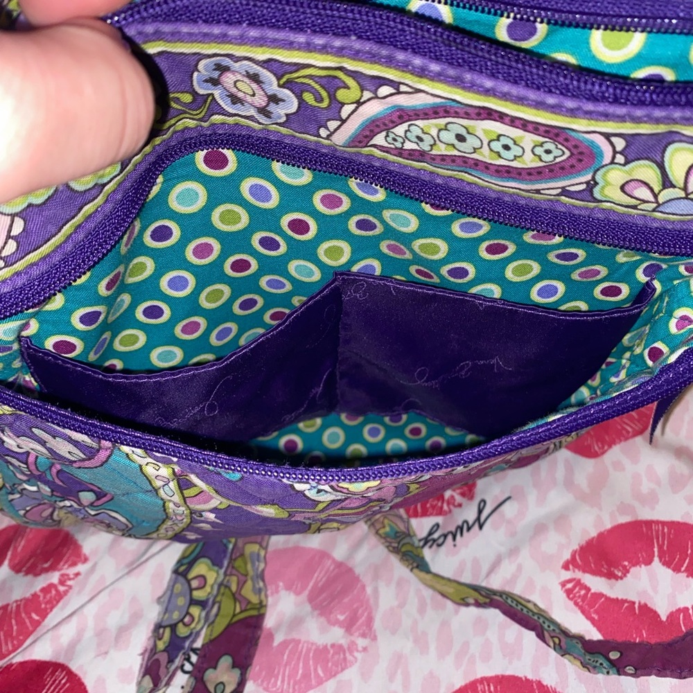 Vera Bradley Purple Teal Paisley Quilted Crossbody Bag - Picture 3 of 4